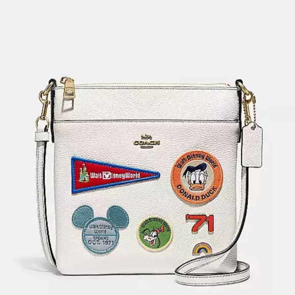 Disney x COACH Kitt Leather Crossbody Bag in Cream White - Picture 1 of 7